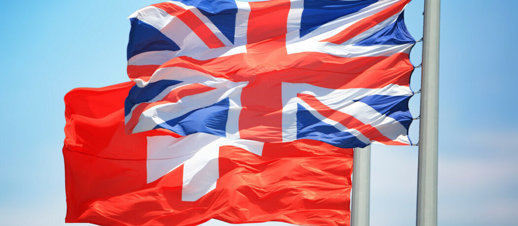 drapeaux suisse & Royaume-Uni Brexit